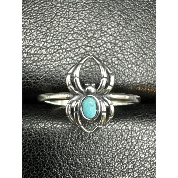 New Condition Sterling Silver Turquoise Spider Ring 925 Size 6 Dainty - Picture 1 of 6